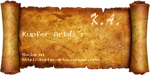 Kupfer Artúr névjegykártya